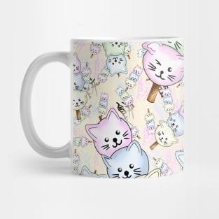 cute cat dango pattern on pink and cream Mug